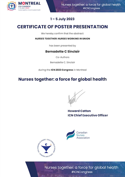 ICN Certificate of Poster Presentation BSinclair